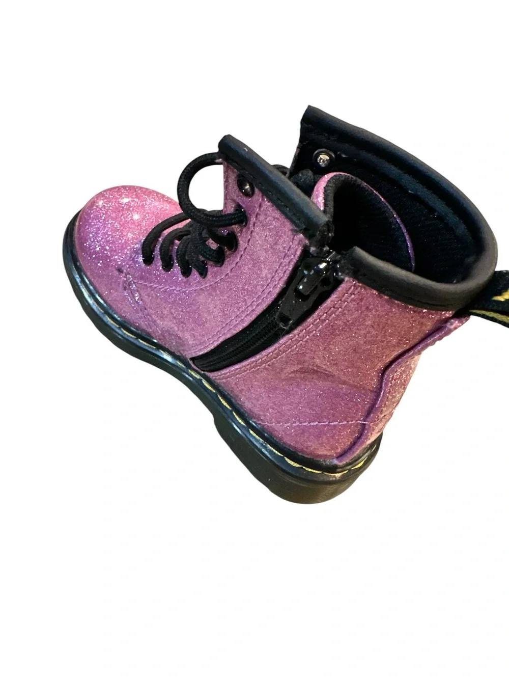 Dr. Martens 1460 Toddler Glitter Boots Pink Sparkle Lace Up Zip Sz 7US 6UK 23EU